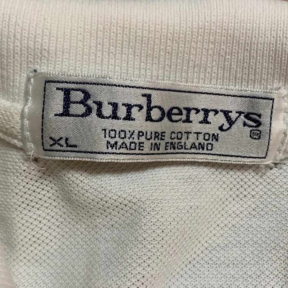 VTG Burberrys Men’s Crested White Polo Short Sleeve Shirt Classic Cotton XL